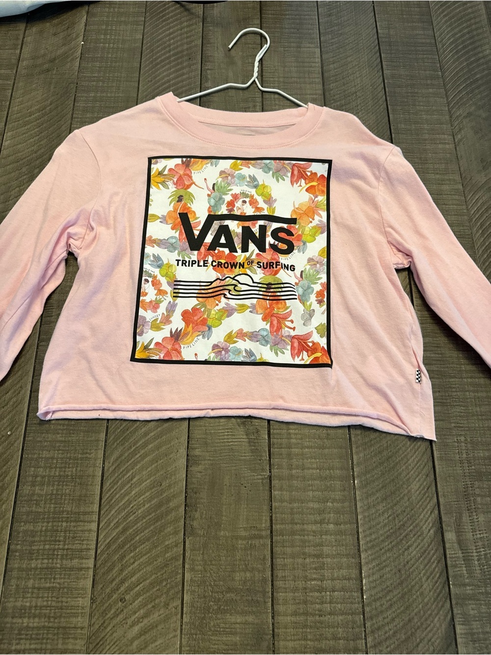 Vans Womens Pink Floral Logo Long Sleeve Top
